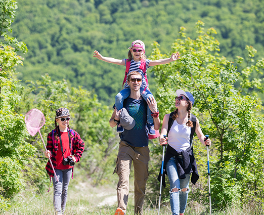 Family hiking together