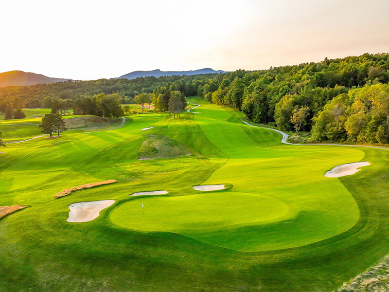 Golf course fairway aerial