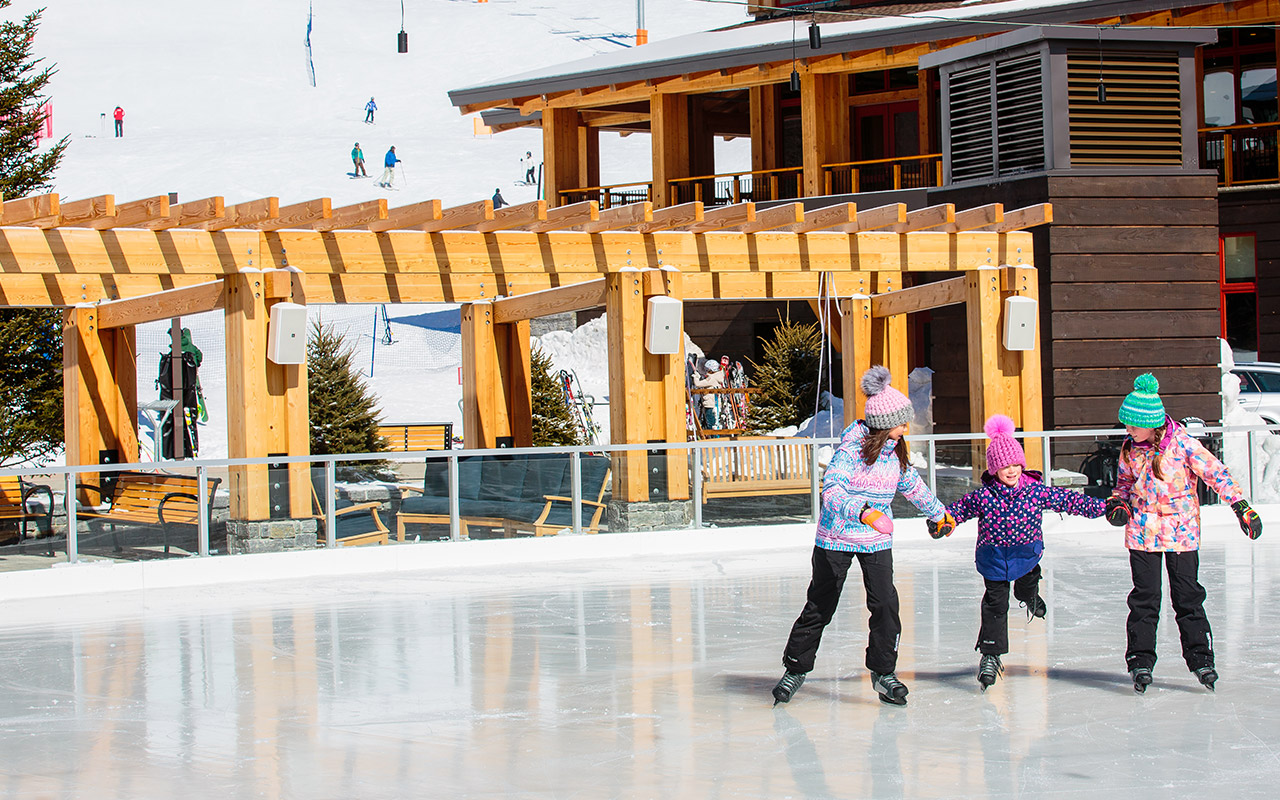 A family skiing