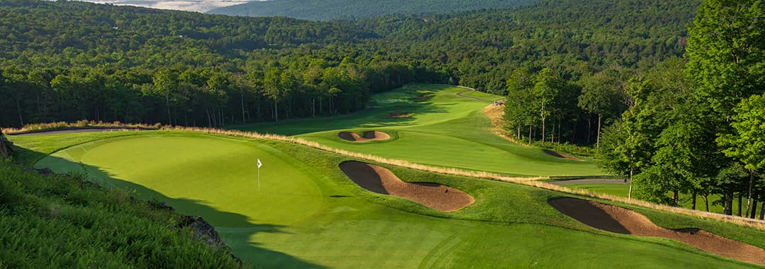 An aerial view of the golf course