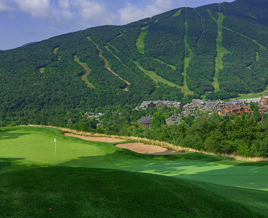 Mountain Course golf course overlooking Spruce Peak village