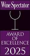 Wine Spectator Award of Excellence 2025 with Single Wine Glass