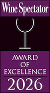 Wine Spectator Award of Excellence 2026 with Single Wine Glass