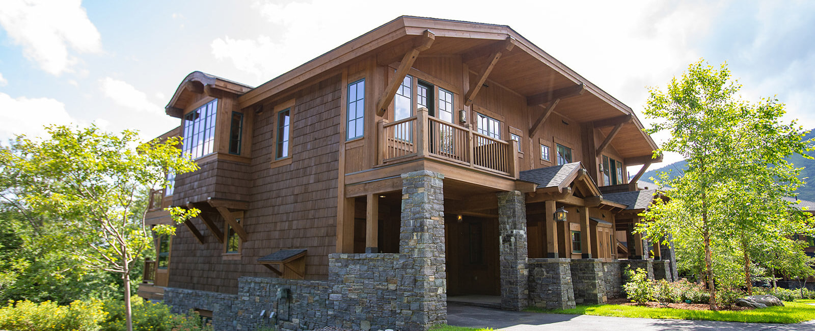 Large Luxurious four bedroom slopeside homes with approximately 3,000 sf of living space, designed in a “Vermont Alpine” style.